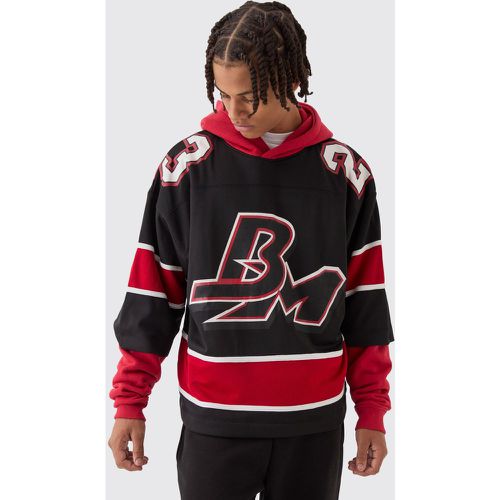 Sudadera Oversize De Malla Con Capucha Y Estampado De Hockey - boohoo - Modalova