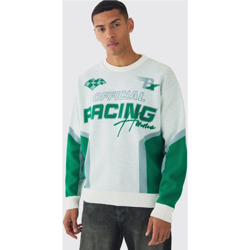 Maglione squadrato oversize in maglia da moto Racing - boohoo - Modalova