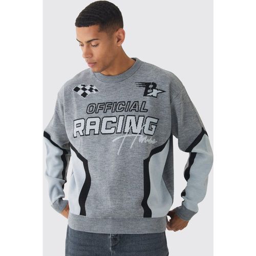 Maglione squadrato oversize in maglia da moto Racing - boohoo - Modalova