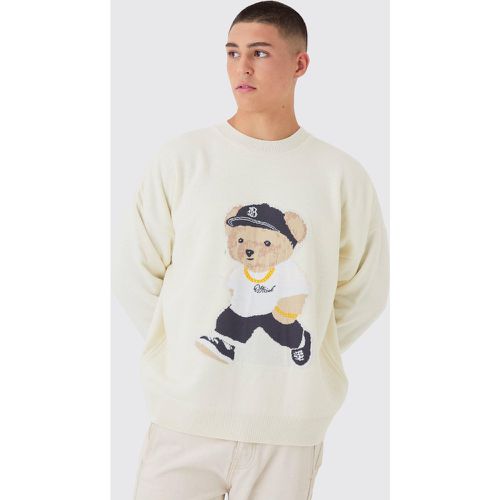 Maglione con grafica Teddy, Cream - boohoo - Modalova