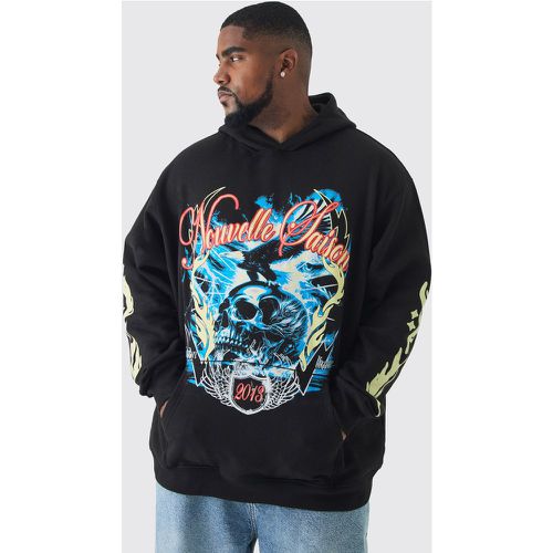 Sudadera Plus Negra Con Capucha Y Estampado De Llamas Y Calavera - boohoo - Modalova