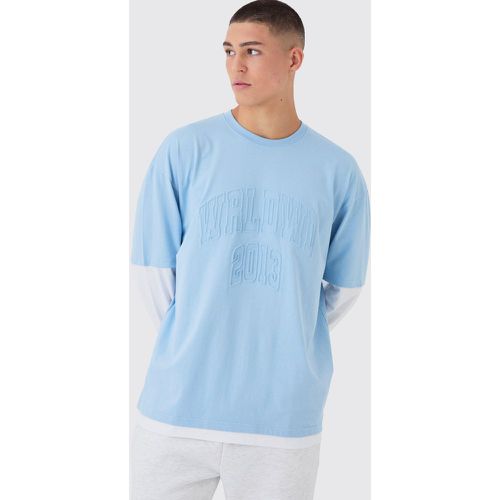 Camiseta Oversize Universitaria Con Capa Falsa Y Relieve - boohoo - Modalova