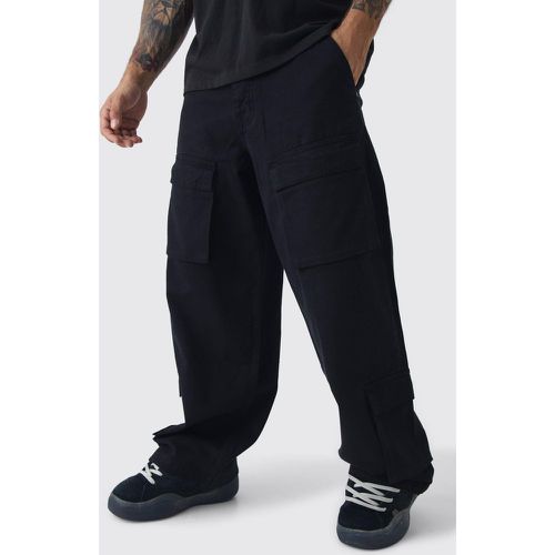 Pantaloni extra comodi in twill con tasche Cargo e vita fissa - boohoo - Modalova