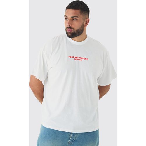 T-shirt Plus Size oversize bianca con Your Boyfriend Sucks - boohoo - Modalova