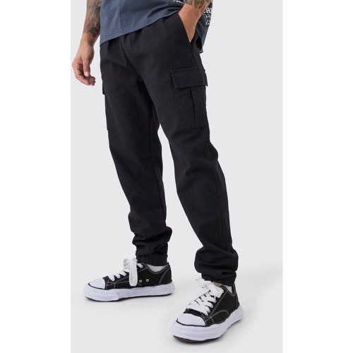 Pantaloni Cargo Slim Fit con vita elasticizzata e polsini alle caviglie - boohoo - Modalova