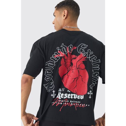 Camiseta Recta Con Estampado Renacentista De Corazón A Gran Escala En La Espalda - boohoo - Modalova