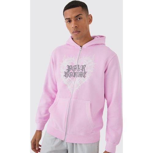 Sudadera Con Capucha, Cremallera Y Estampado De Corazones - boohoo - Modalova