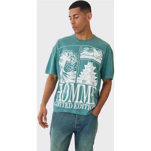 Camiseta Oversize Recta Con Estampado Homme - boohoo - Modalova