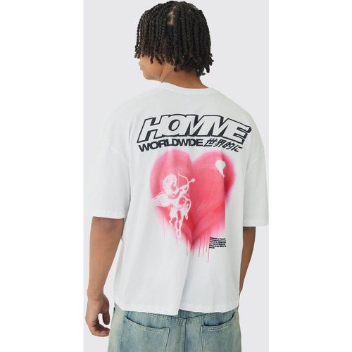 Oversized Boxy Homme Heart Back Printed T-Shirt - boohoo - Modalova