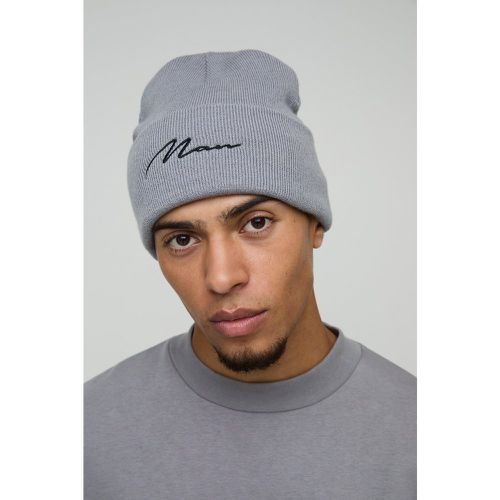 Gorro De Punto Plano Con Firma Man Micro - boohoo - Modalova