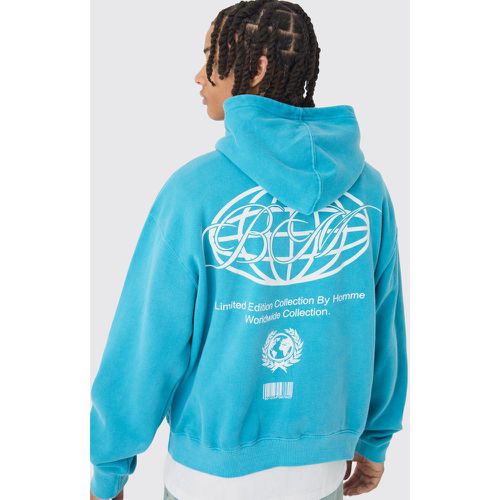 Sudadera Recta Con Capucha Y Estampado Bm Desteñido - boohoo - Modalova