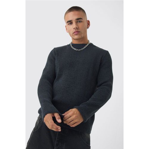 Regular Crew Neck Plated Ribbed Knit Jumper - boohoo - Modalova