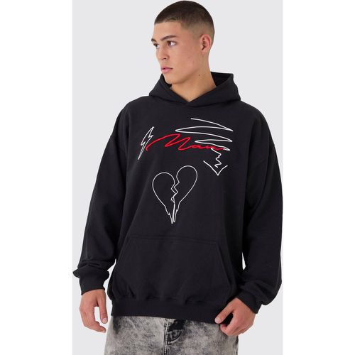 Sudadera Oversize Con Bordado Man Y Estampado De Garabato - boohoo - Modalova