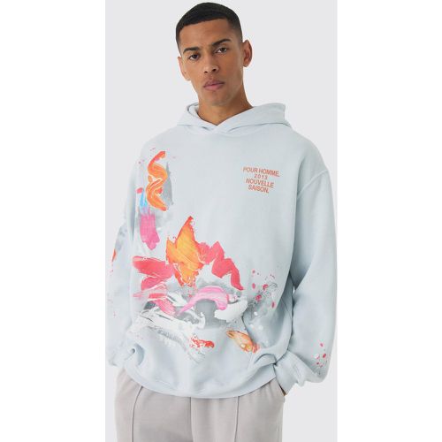 Sudadera Regular Con Capucha Y Salpicaduras De Pintura - boohoo - Modalova