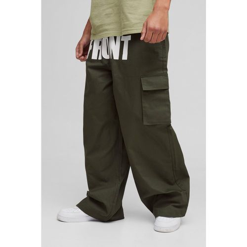 Pantaloni Cargo da paracadutista con vita elasticizzata in nylon ripstop 'FRONT BACK' - boohoo - Modalova