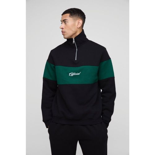 Sudadera Regular Man Con Colores En Bloque, Cremallera Y Cuello Alto - boohoo - Modalova