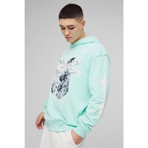 Sudadera Oversize De Tela Rizo Con Capucha Y Estampado Worldwide Con Costuras Sin Acabar - boohoo - Modalova