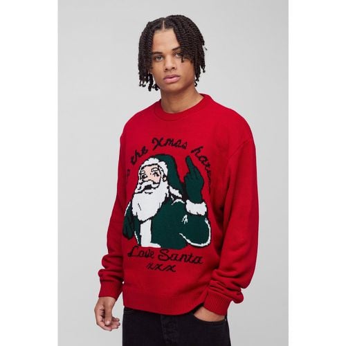 Jersey Oversize Recto Navideño Con Estampado Love Santa - boohoo - Modalova