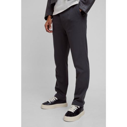 Pantaloni sartoriali dritti antracite in Stretch con fascia in vita semi-elastica - boohoo - Modalova