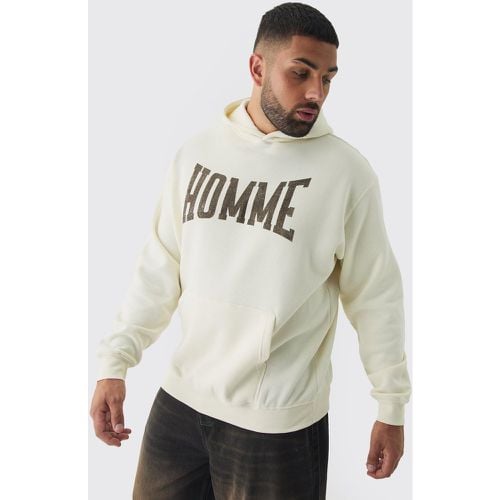 Sudadera Plus Oversize Con Capucha Y Estampado Universitario Homme - boohoo - Modalova