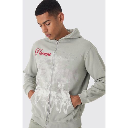 Washed Horse Print Zip Through Hoodie - boohoo - Modalova