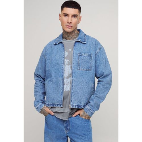 Giacca Harrington Tall classica in denim - boohoo - Modalova