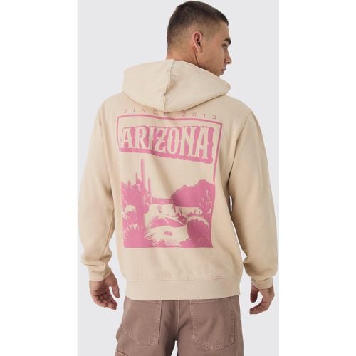 Sudadera Con Capucha, Cremallera Y Estampado En La Espalda De Arizona - boohoo - Modalova