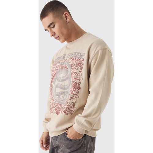 Worldwide Print Sweatshirt, Beige - boohoo - Modalova