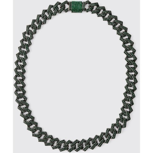 Collar Cubano Con Incrustaciones En Verde - boohoo - Modalova