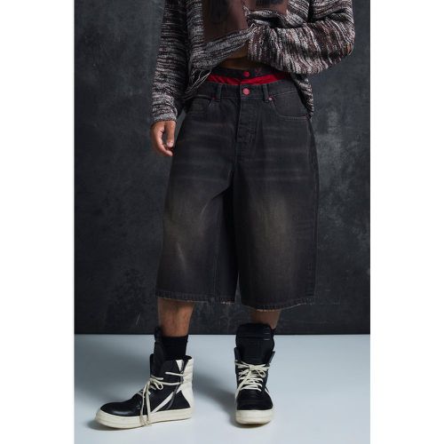 Trippie Redd Long Line Boxer Waistband Denim Jorts - boohoo - Modalova