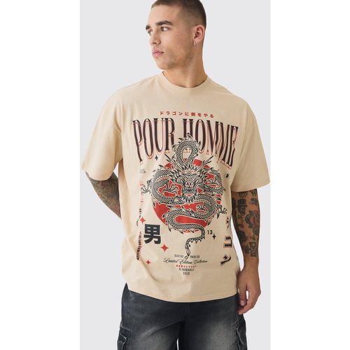 Camiseta Oversize Con Lavado A La Piedra Y Estampado De Dragón - boohoo - Modalova