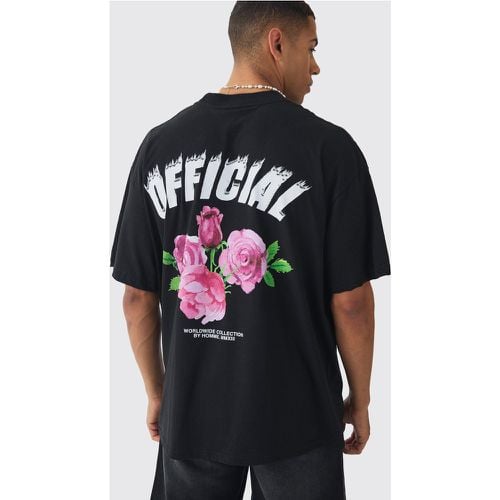Camiseta Oversize Con Cuello Extendido Y Estampado De Flores - boohoo - Modalova