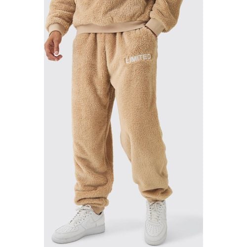 Oversized Limited Embroidered Teddy Borg Cuffed Joggers - boohoo - Modalova