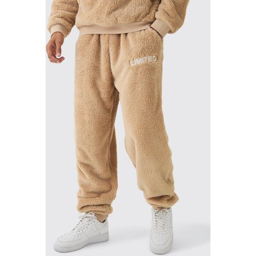 Oversized Limited Embroidered Teddy Borg Cuffed Joggers - boohoo - Modalova