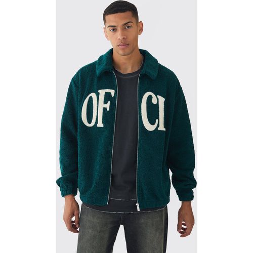 Giacca Harrington squadrata oversize in bouclé in pile borg - boohoo - Modalova