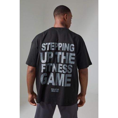 Camiseta Man Active Oversize Con Estampado Stepping Up The Fitness Game - boohoo - Modalova