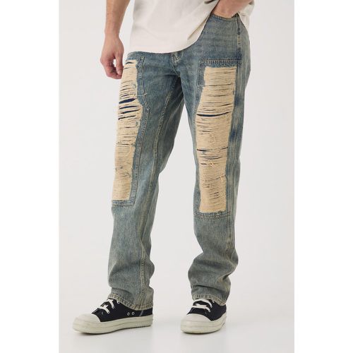 Jeans Tall rilassati con pannelli stile Carpenter e strappi - boohoo - Modalova