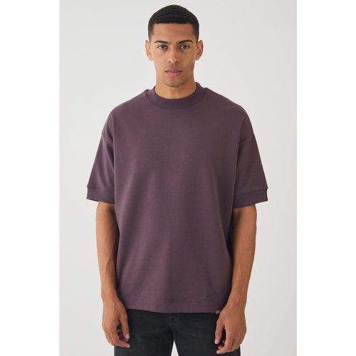 T-shirt Man oversize a coste pesanti con girocollo esteso e polsini a coste - boohoo - Modalova