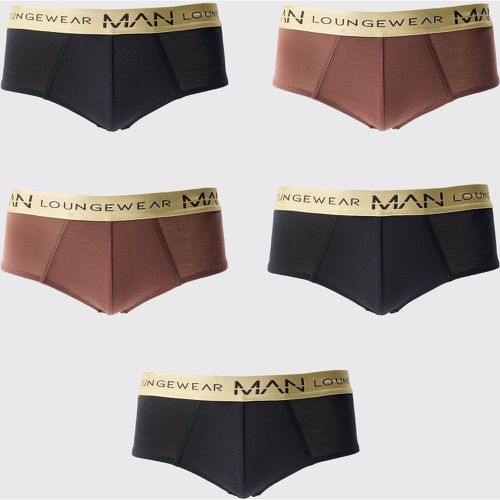 Slip color oro con firma Man e fascia in vita - set di 5 paia - boohoo - Modalova