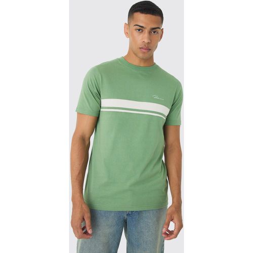 T-shirt Homme Slim Fit a blocchi di colore con scritta - boohoo - Modalova