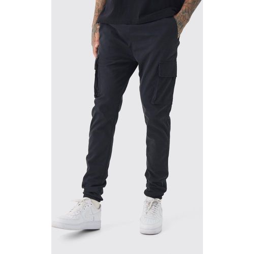 Pantaloni Cargo Tall Skinny Fit con vita elasticizzata e polsini alle caviglie - boohoo - Modalova