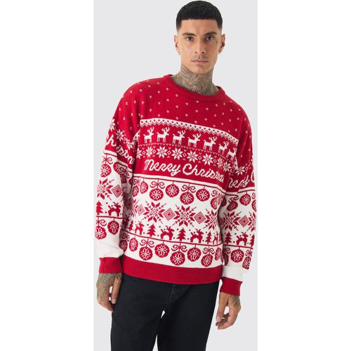 Maglione Tall natalizio con motivi Fairisle e slogan Merry Christmas - boohoo - Modalova