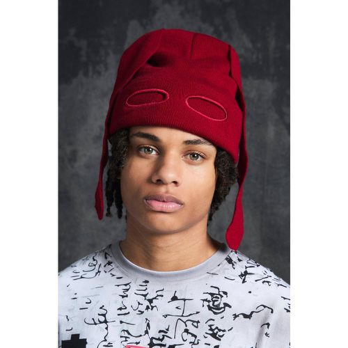 Trippie Redd Ribbed Bunny Ears Beanie In Red - boohoo - Modalova