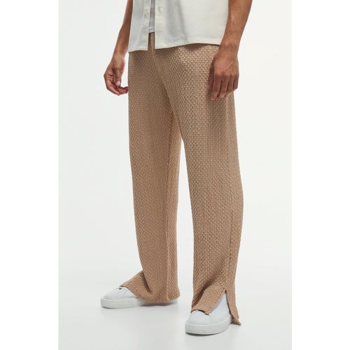 Pantaloni tuta dritti Premium in jacquard con spacco sul fondo - boohoo - Modalova