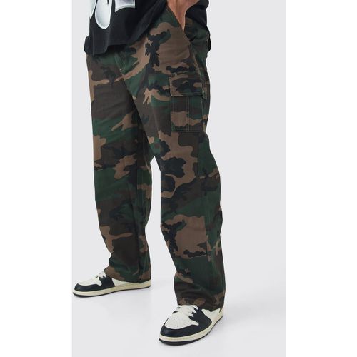 Pantalón Plus Cargo De Sarga Con Estampado De Camuflaje Y Cintura Fija - boohoo - Modalova