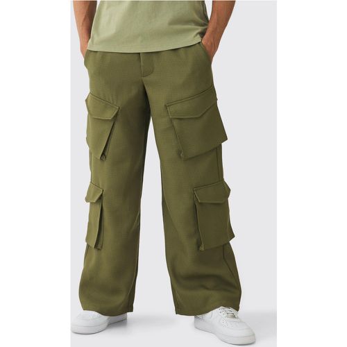 Pantalón Cargo De Tejido Bouclé Con Multibolsillos Cargo Y Cintura Fija - boohoo - Modalova