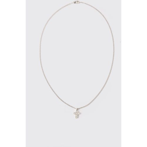 Collana in argento con pendente a croce - boohoo - Modalova