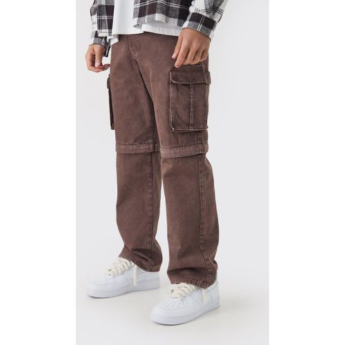 Pantalón Holgado Cargo De Sarga Con Lavado De Ácido Y Cremallera - boohoo - Modalova