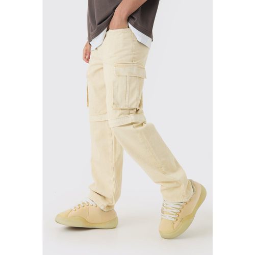 Pantalón Holgado Cargo De Sarga Con Lavado De Ácido Y Cremallera - boohoo - Modalova