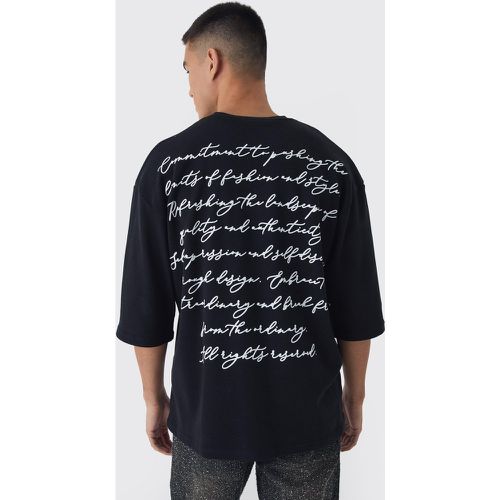 Camiseta Oversize De Manga Corta Con Bordado De Letras Entrelazadas - boohoo - Modalova